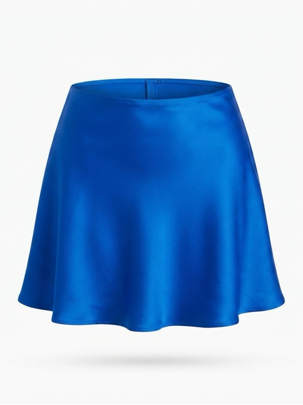 Satin A-Line Mini Skirt in Bright Blue